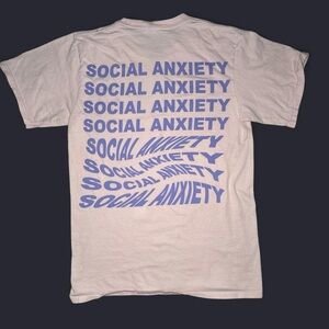 Men’s Small Social Anxiety Light Pink T-Shirt -